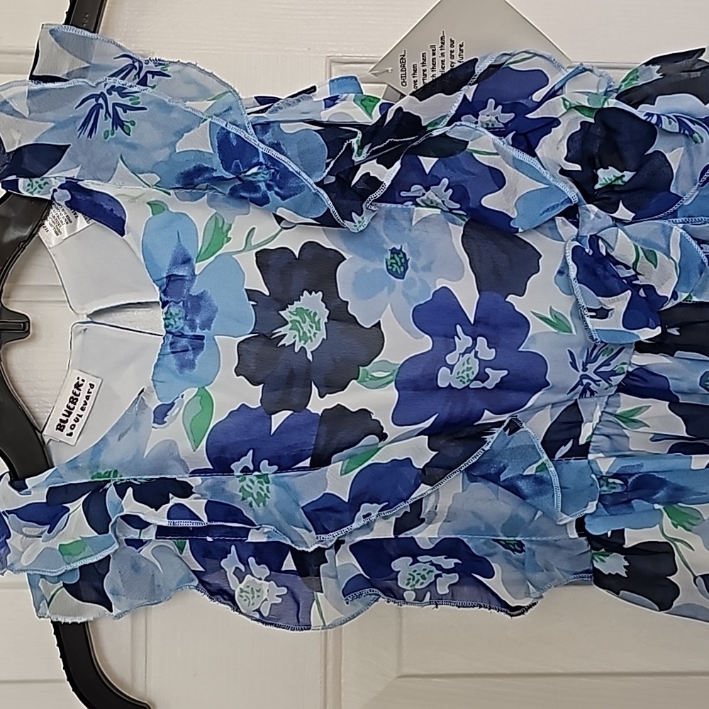 Blueberi Blvd Blue and White Floral Dress Kid Size 6 - Picture 3 of 12